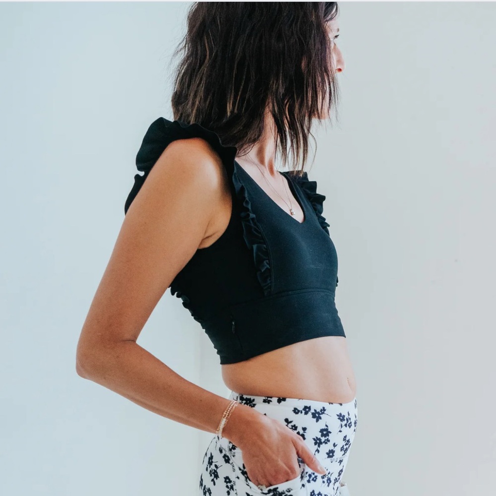 Senita Athletics Black Alice Crop Top Sports Bra